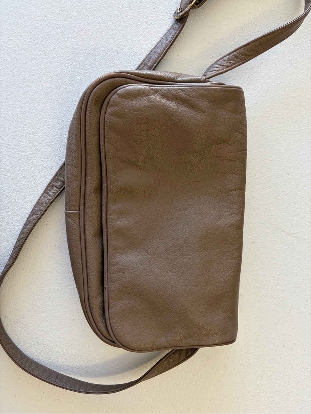 Stone Mountain Accessories Taupe Brown Leather Crossbody Belt Bag
